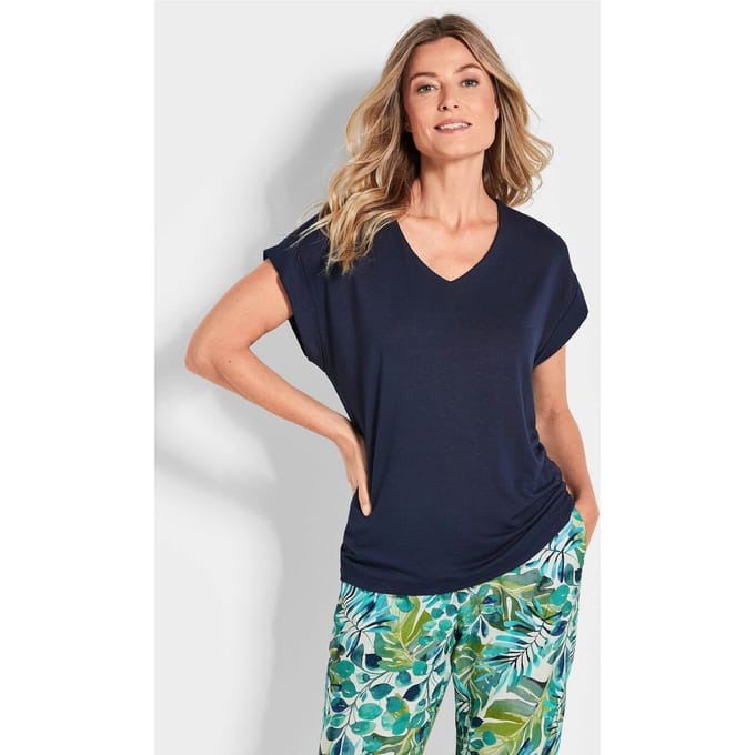 Licht shirt van crêpe - marine - Gr. 42 van Goldner Fashion