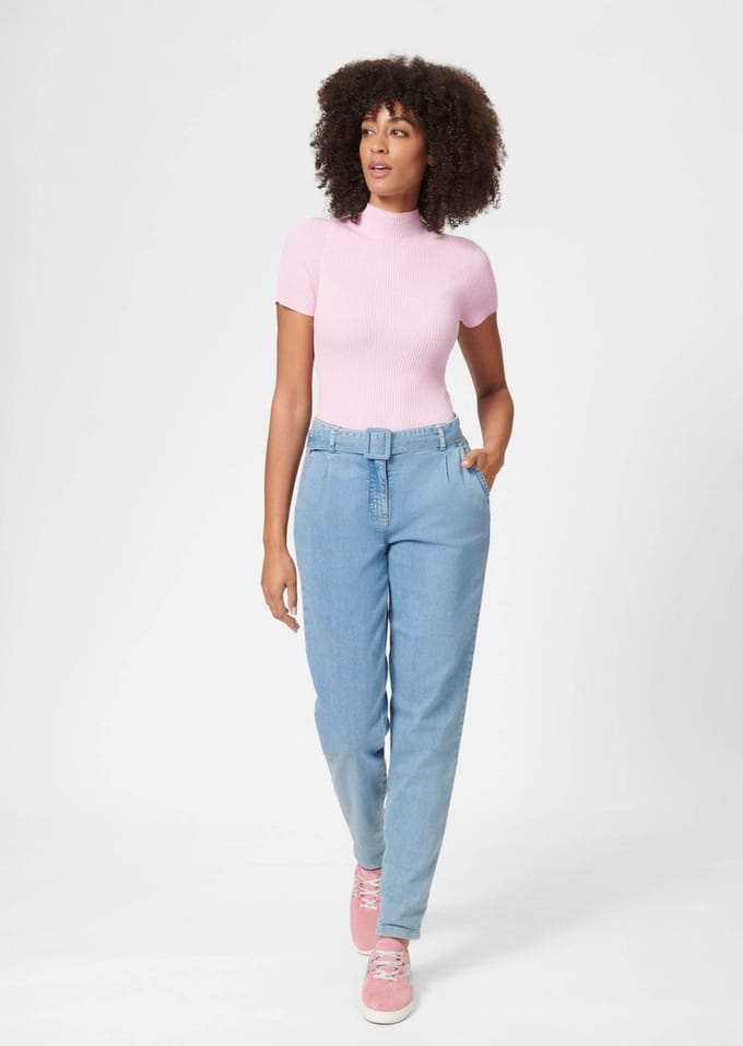 MADELEINE Broek Worteljeans met bandplooien