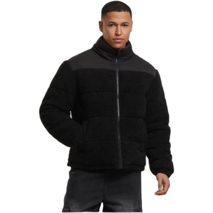Urban Classics - Fabric Mix Teddy Gewatteerd jack - M - Zwart