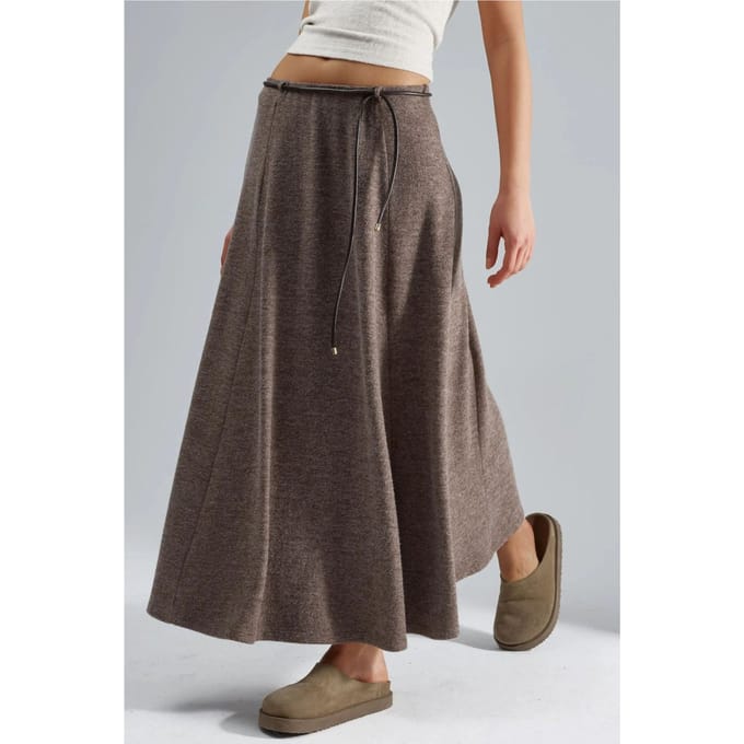 Gestructureerde Maxi Rok met Strikdetail