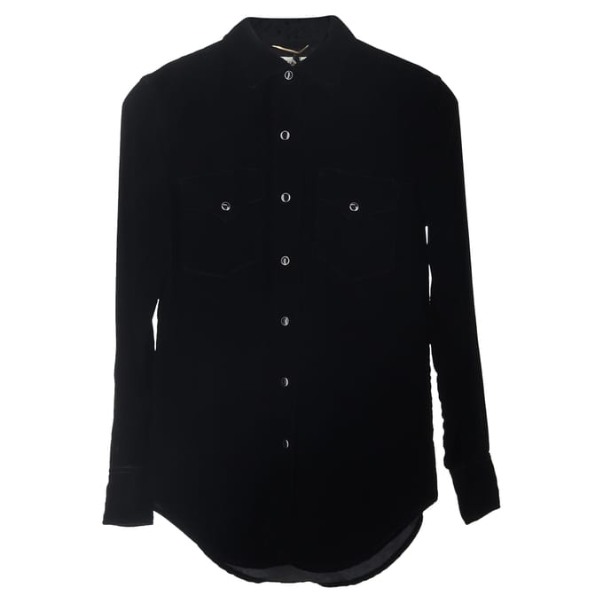 Saint Laurent overhemd met knoopsluiting in zwart fluweel