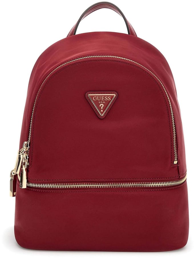 GUESS rugzak Follie Travel Small Backpack Rust Red donkerrood