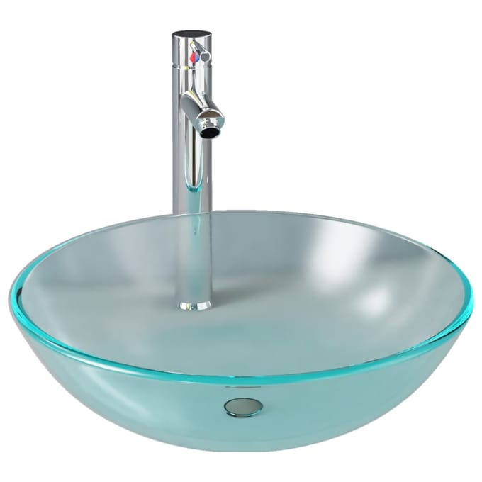 vidaXL - Wastafel - met - kraan - en - pop-up - afvoer - mat - gehard - glas