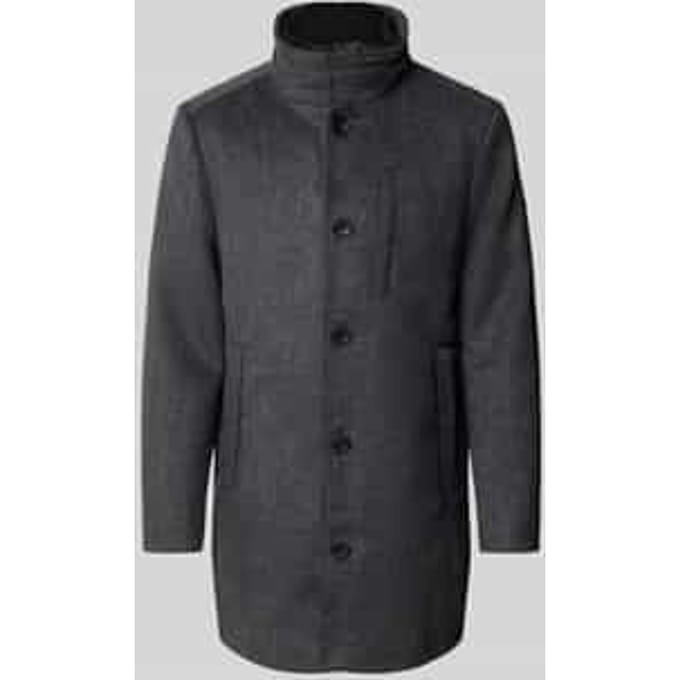 Tom Tailor - 2-in-1 wollen jas met afneembare binnenjas - Maat XXL - dark grey black herringbone