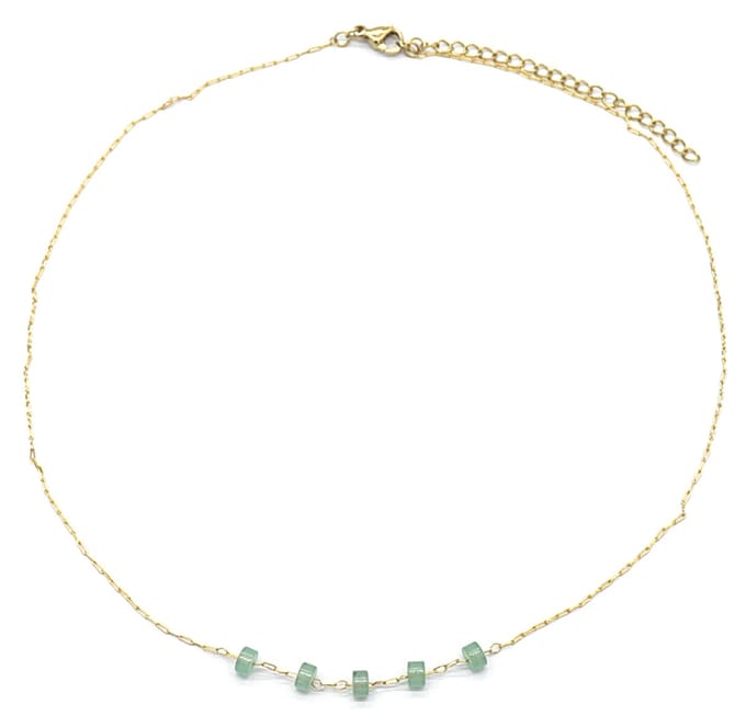 Ketting met Steentjes - RVS - Lengte 39-44 cm - Goudkleurig
