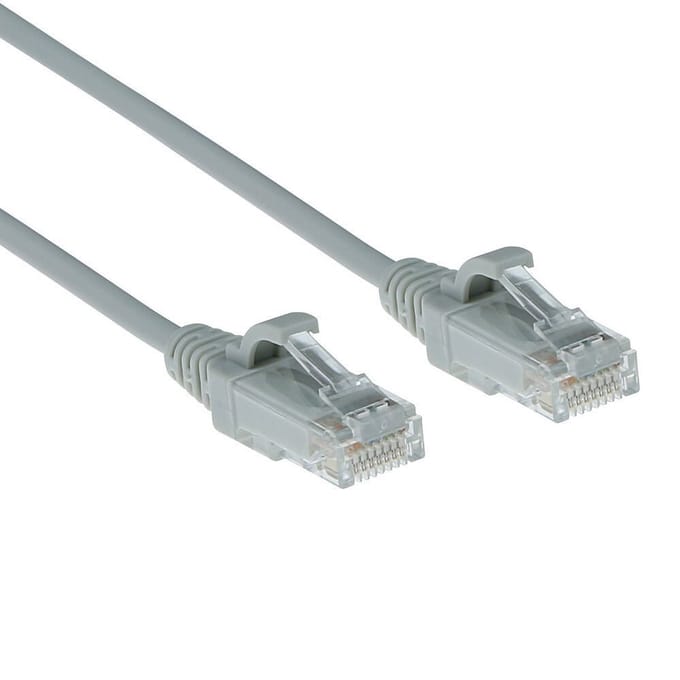 ACT Grijze 7 meter LSZH U/UTP CAT6 datacenter slimline patchkabel snagless met RJ45 connectoren DC9007