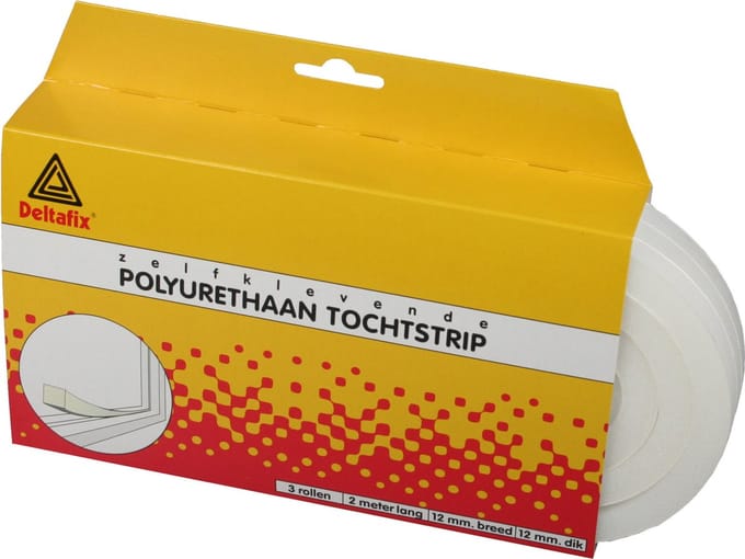 Deltafix Tochtstrip - tochtwering - wit - zelfklevend - universeel - 6 m x 12 mm x 12 mm
