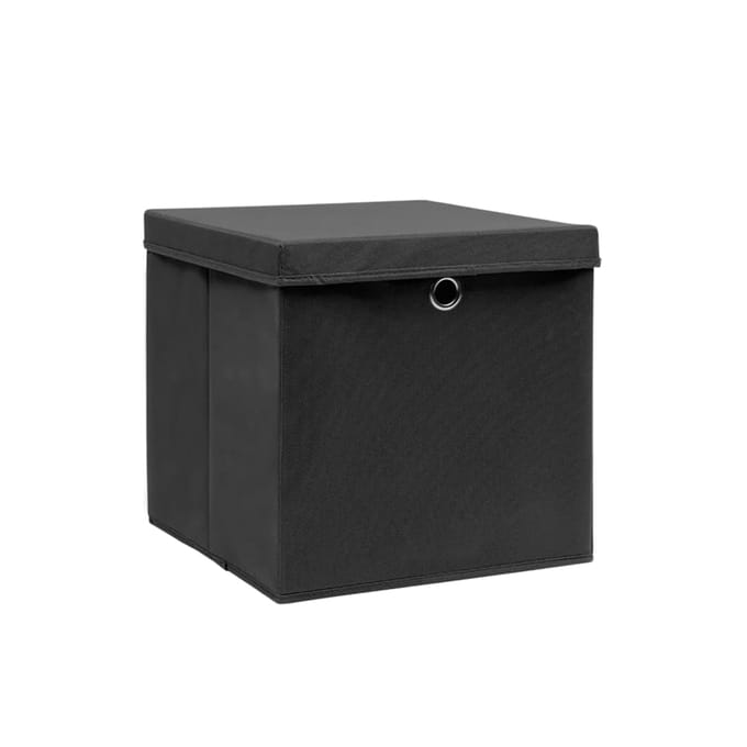 vidaXL - Opbergboxen - met - deksel - 4 - st - 28x28x28 - cm - zwart