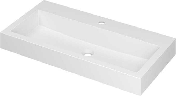 INK® Momento wastafel polystone met 1 kraangat 90 x 9 x 45 cm, mat wit