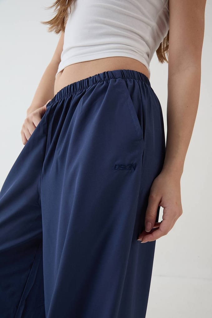 Dames Dsgn Studio Wijde Pijpenbroek | Marineblauw | Maat: Large