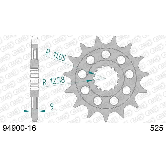 Stalen motortandwiel voor Afam 525 16 dents