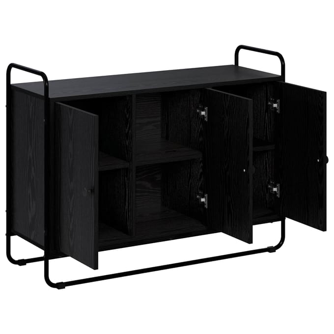 vidaXL - Dressoir - Zwart - eiken - 102 - x - 35 - x - 75 - cm - Bewerkt - hout