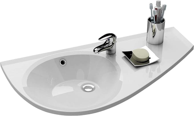 Wastafel Wandmontage - Waskom Badkamer - Ruimte Besparen - Links Gemonteerd - 85 x 45 cm - Wit