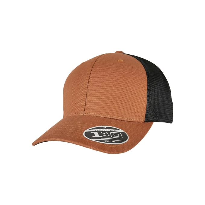Flexfit - 110 Structured Canvas Trucker Snapback Pet - Bruin/Zwart