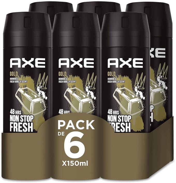 Axe Deodorant Bodyspray Gold 150 ml - Voordeelverpakking 6 stuks