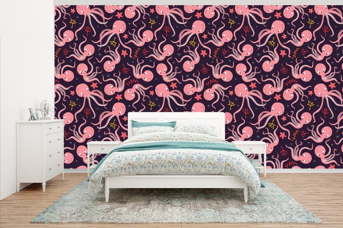 Behang - Fotobehang Octopus - Baby - Design - Breedte 500 cm x hoogte 280 cm