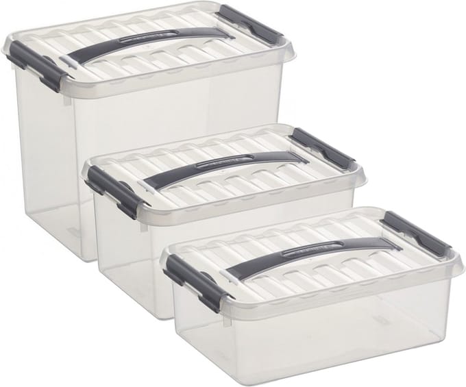 Sunware opbergboxen set 3x stuks - 4-6-9 liter - kunststof - met deksels