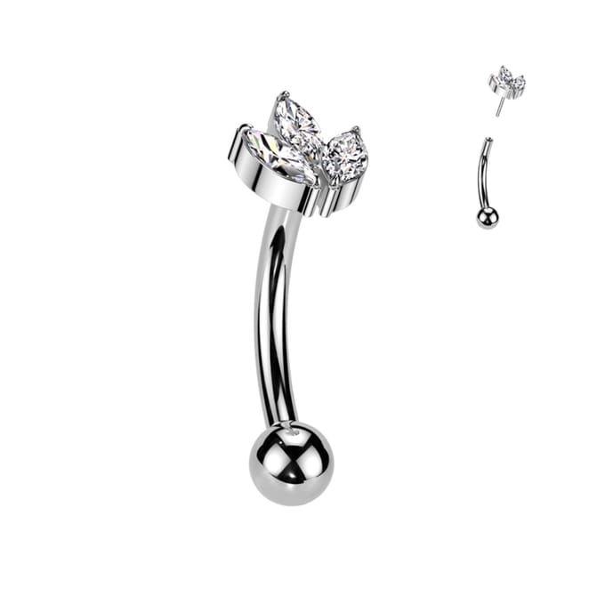 Piercing titanium curved marquise 1.2x8 - zilver - LMPiercings
