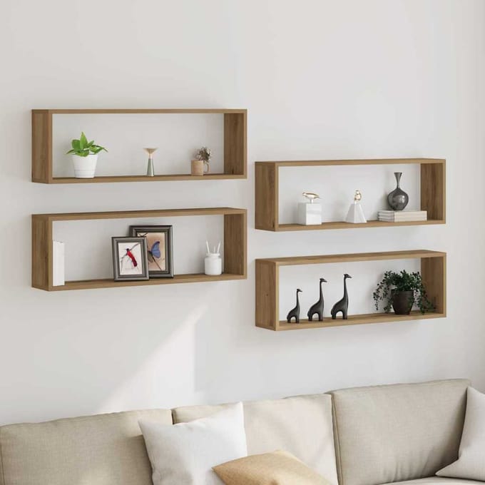 vidaXL - Wandplanken - 4 - st - Ambachtelijk - Eiken - 80 - x - 15 - x - 26 - cm