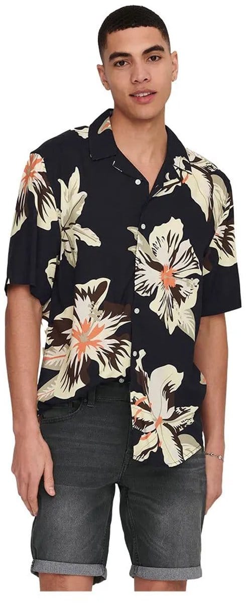 ONLY&SONS - ONSDAN LIFE REG SS AOP VISCOSE SHIRT - Heren - Overhemden