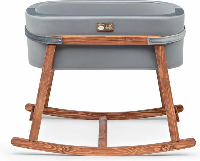 Asir Wieg - Grijs Eik - 90 x 70 x 58 cm - Inclusief matras