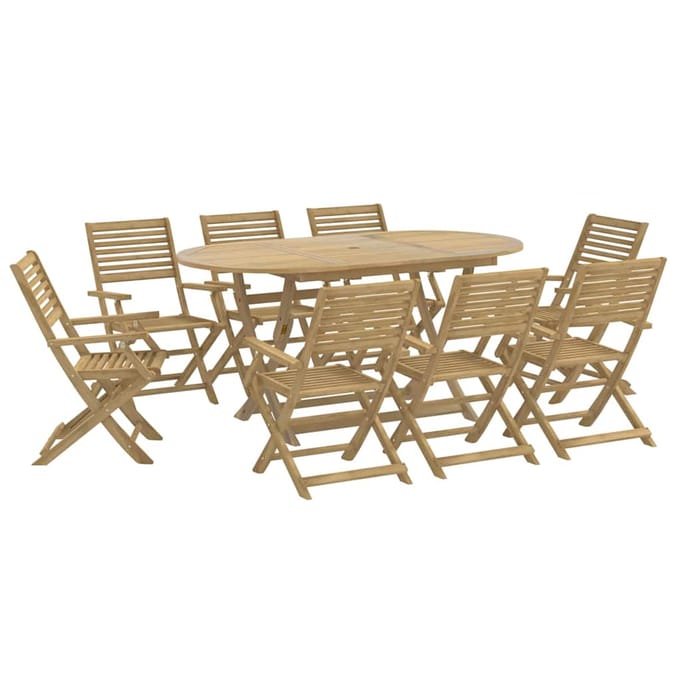 vidaXL - 9-delige - Tuinset - massief - acaciahout