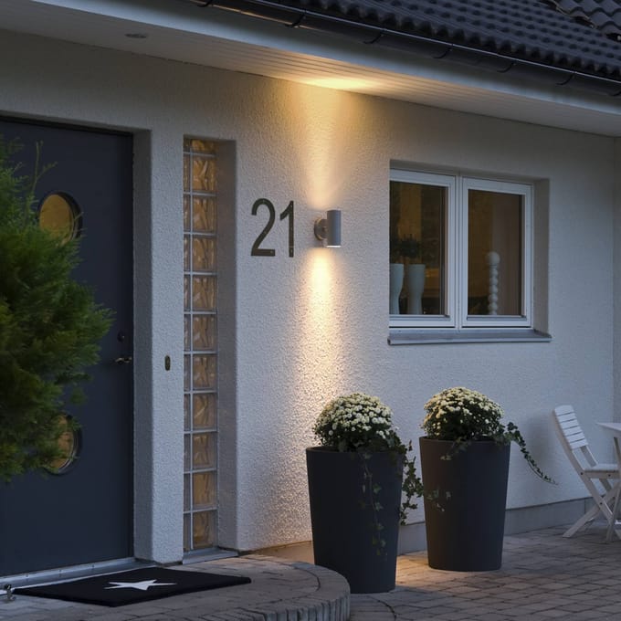 Konstsmide Buitenwandlamp New Modena 2-lamps grijs