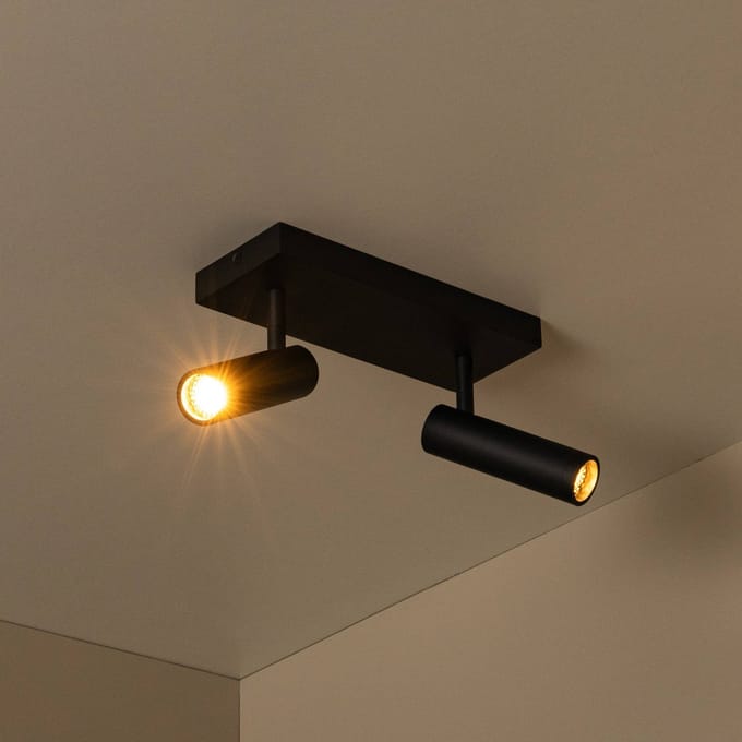 Lucide GRADO - Plafondspot (Plafondlamp) - 2xGU10 (MR11) - Zwart
