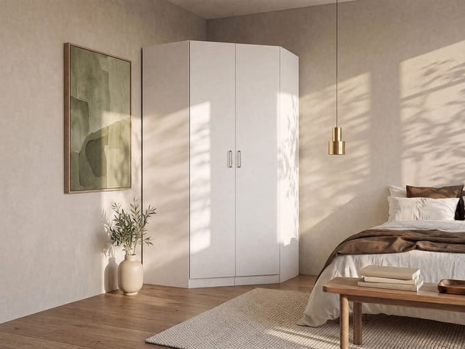 Vente-unique Hoekkast met 2 deuren - L117 cm - Wit - BELOMY
