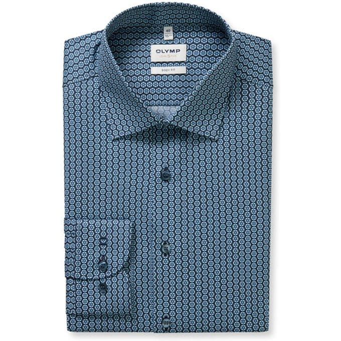 OLYMP Level Five Overhemd, Body Fit, Kent, Marineblauw