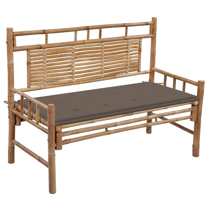 vidaXL - Tuinbank - met - kussen - 120 - cm - bamboe