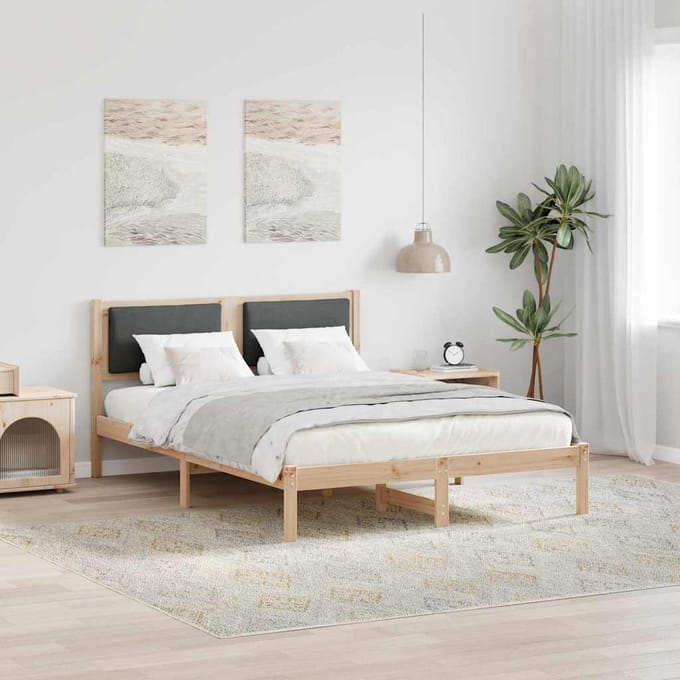 vidaXL - Bedframe - Donkergrijs - 150 - x - 200 - cm - Massief - grenenhout