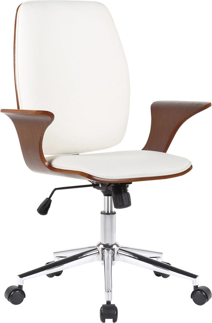 CLP Burbank Bureaustoel walnoot/wit Imitatieleer