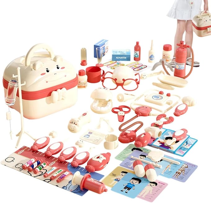 Kinder Dokter Set - Speelgoed Dokterstas - Rollenspel Leren - Met Licht Geluid - 21 cm - Roze