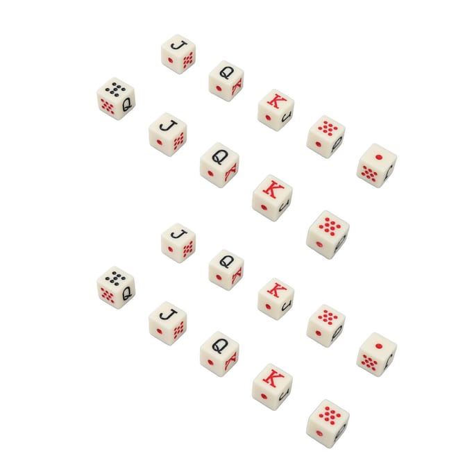 20 stuks Spaanse Poker Dobbelstenen 6-zijdige Vierkante JQK Dobbelstenen Plastic Tafelspel Dobbelstenen Set Geel white
