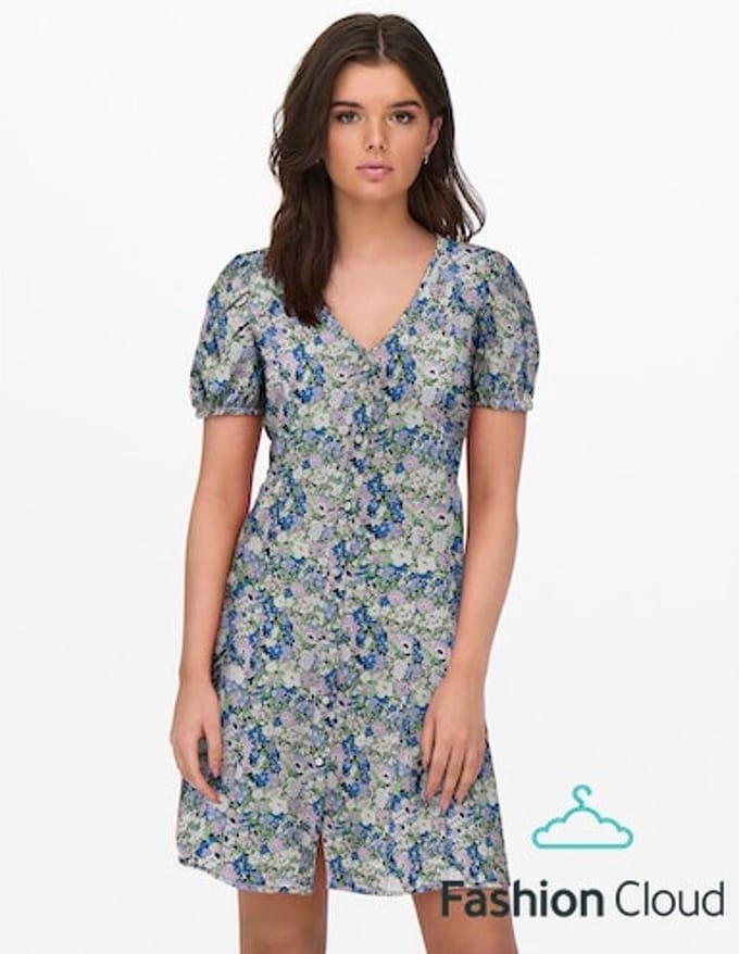Only Nova Lux Korte Mouw Jurk Blauw XS Vrouw
