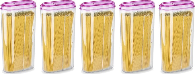 Plasticforte Voedselcontainer strooibus - 5x - roze - 2350 ml - kunststof - voorraadpotten