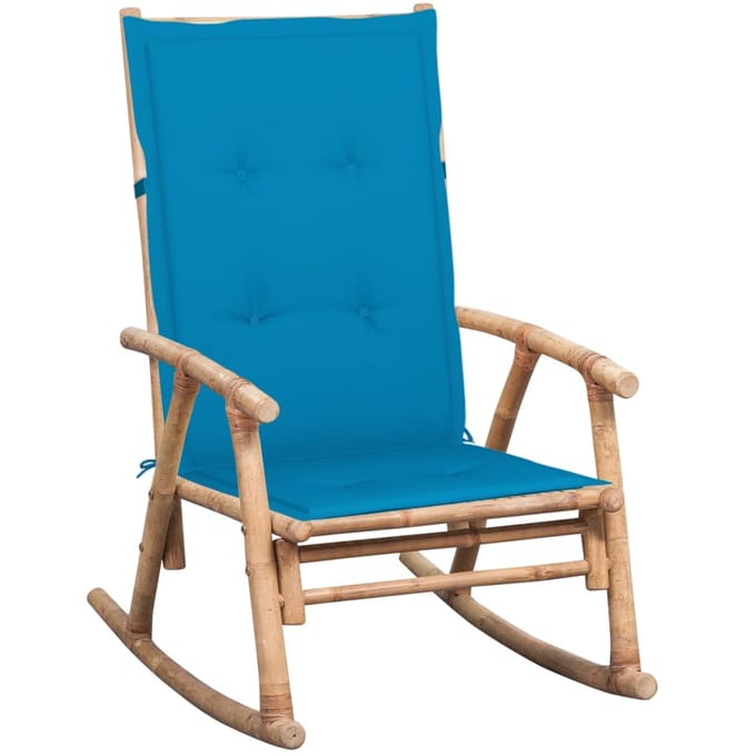 vidaXL - Schommelstoel - met - kussen - bamboe