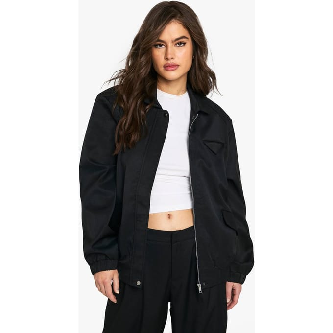 boohoo Dames Tailored Oversized Bomber | Zwart | Maat: 36