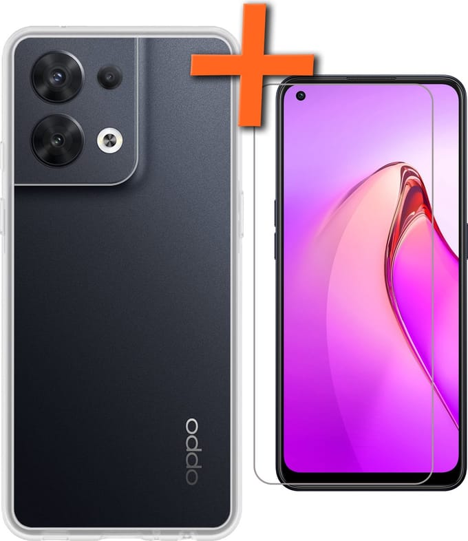 Hoes - Met Screenprotector - Geschikt voor OPPO Reno 8 Pro - Sterk & Shockproof - Back Cover - Siliconen Case - Telefoon Hoes - Transparant