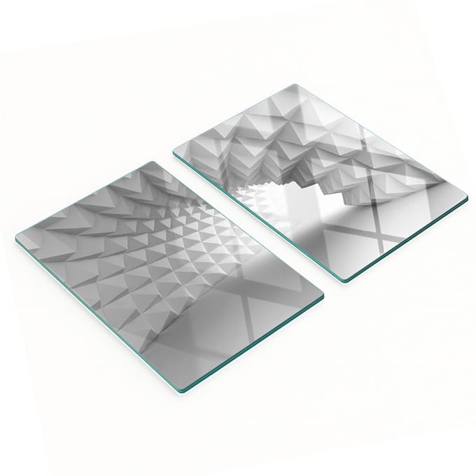 Set van twee glazen keukenplanken met abstracte tunnelvorm, 2x40x52 cm