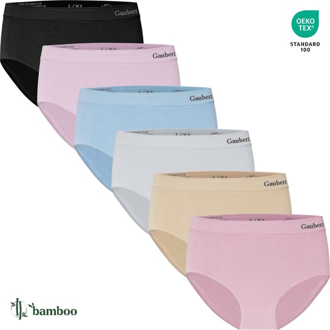 6-Pack Dames Bamboe Naadloos Ondergoed - Midi Slips - Effen - Maat S/M - 3101-Mix