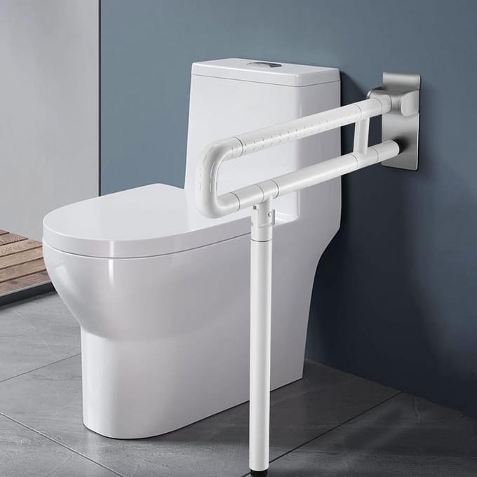 Witte Wandbeugel voor Toilet en Douche 60cm Opvouwbaar RVS