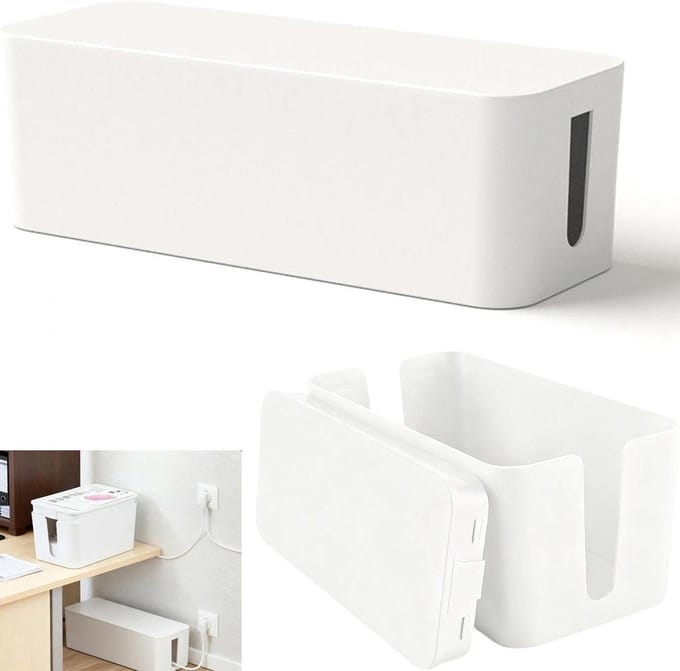 Solidchoice - Set van 2 Kabelboxen voor Kabelmanagement, Wit