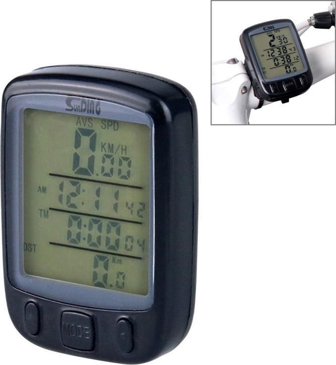 Fietscomputer draadloos - Kilometerteller - SUNDING 563A waterdicht bedraad LCD-scherm lichtgevende kilometerstand snelheidsmeter kilometerteller