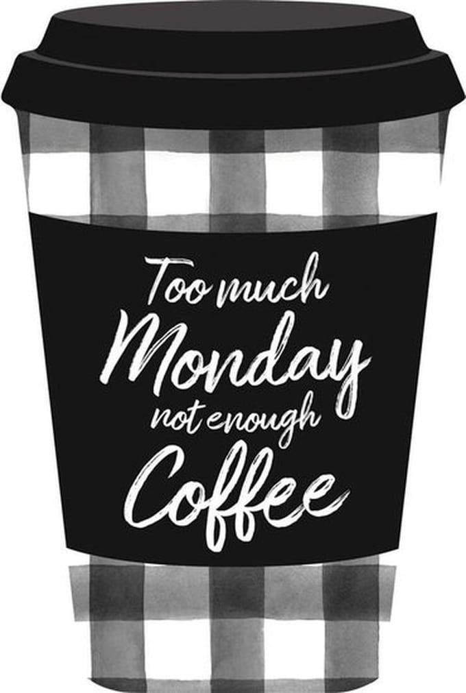 Mok, beker - 10x14,5cm - Too much monday not enough coffee - Christelijk, Bijbel