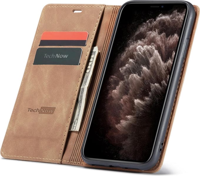 Hoesje geschikt voor iPhone 11 - Book Case Leer Slimline Bruin