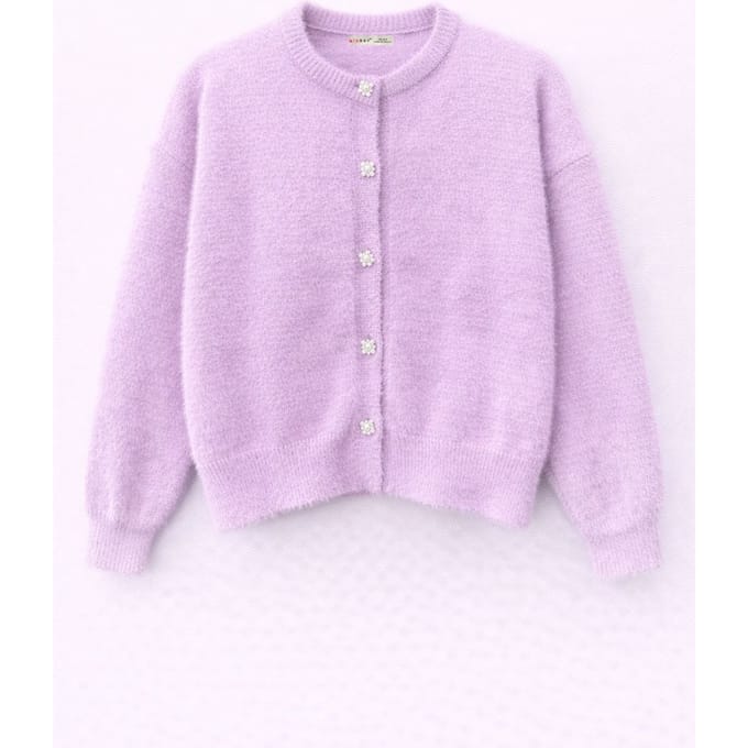 Oversized Jacquard Knopen Cardigan