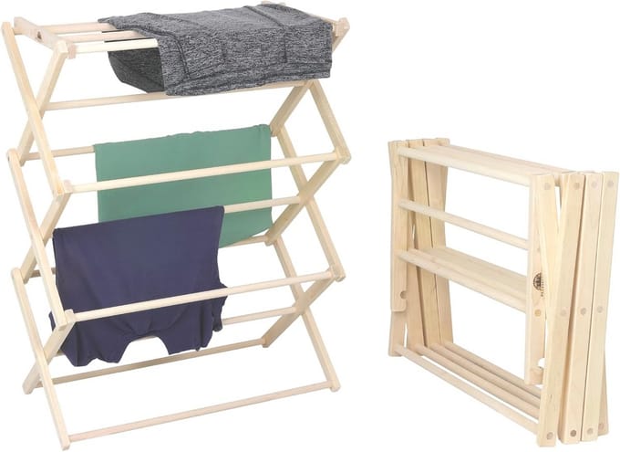 Pennsylvania Woodworks Premium American Maple Drying Rack - Handmade in Pennsylvania - Solid Wood Construction, Foldable, Eco-Friendly Laundry Solution (Medium)