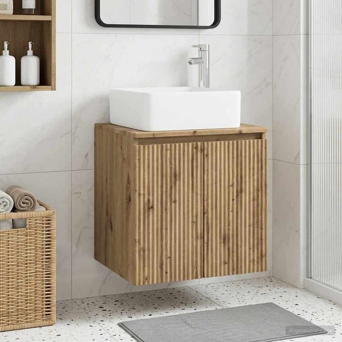 vidaXL - Wandgemonteerde - wastafel - van - een - meubel - Artisanaal - eiken